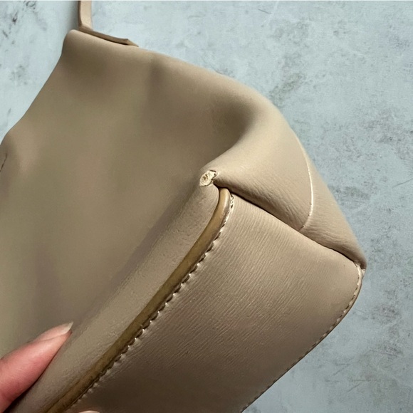 Oat & Fort Cream Snap Button Shoulder Bag Faux Leather - Picture 5 of 12